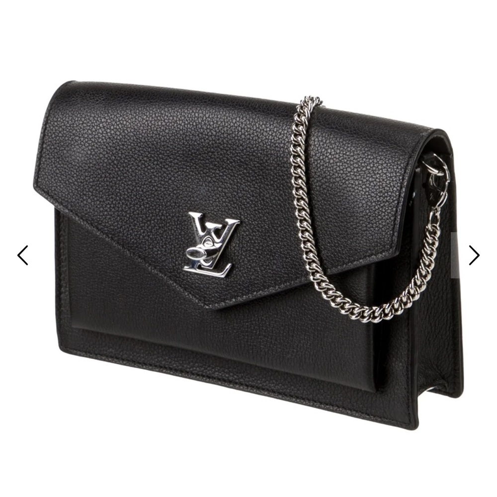 Elegant Black Louis Vuitton Clutch with Chain